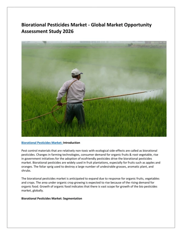 Biorational Pesticides Market - Global Market Opportunity Assessment Study 2026