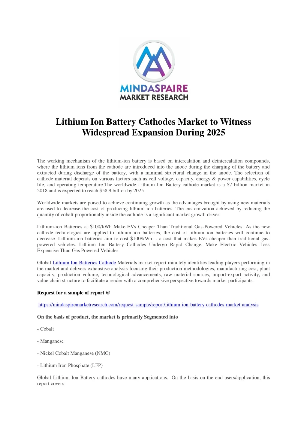 lithium ion battery cathodes market to witness