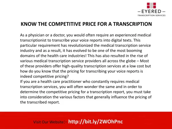 Competitive Medical Transcription Rates For Healthcare Industry
