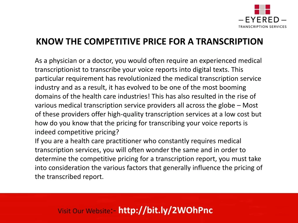 know the competitive price for a transcription