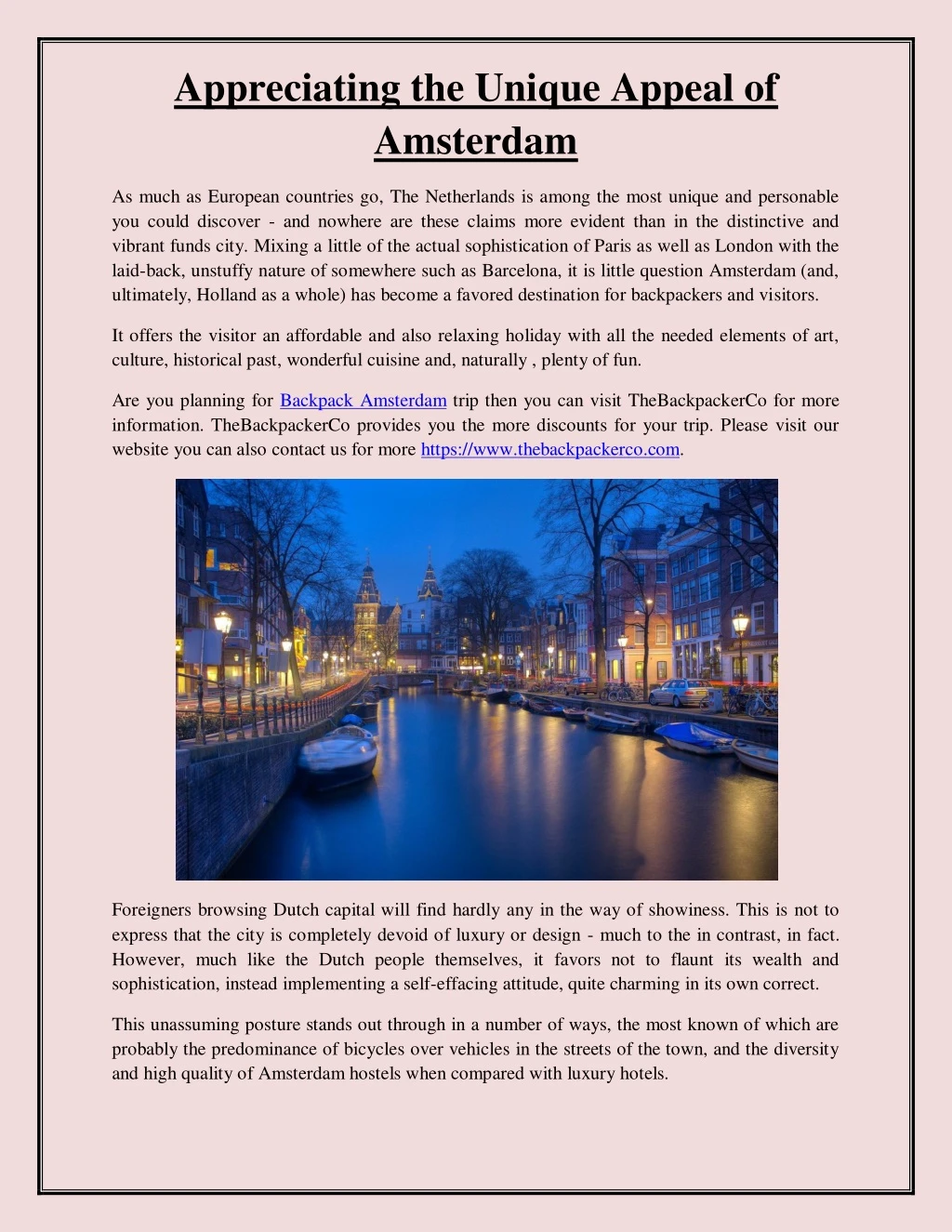 appreciating the unique appeal of amsterdam