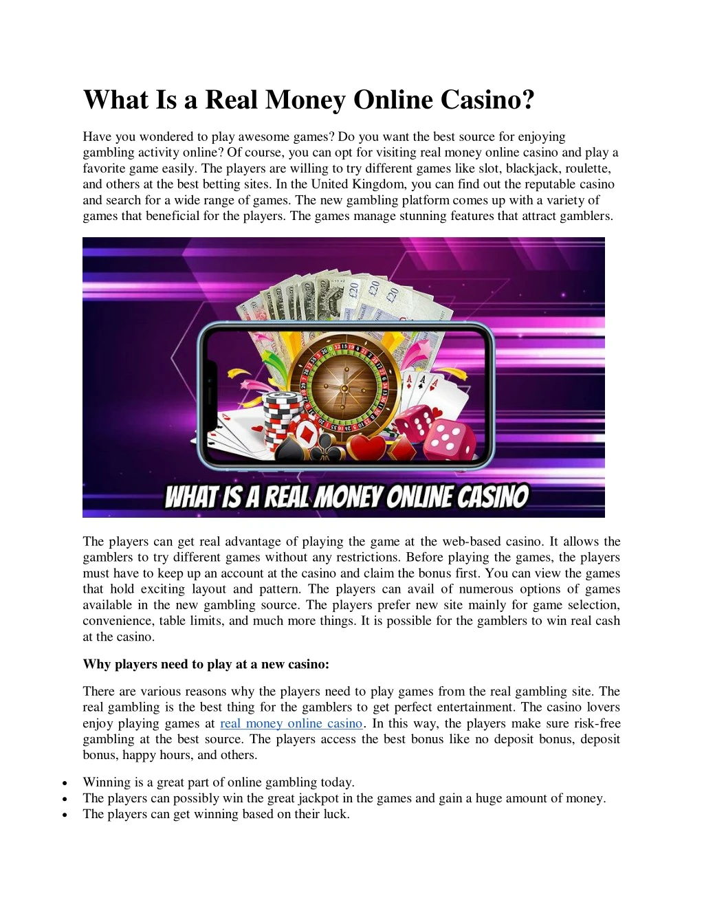 what is a real money online casino