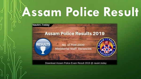 Assam Police Result 2019 & Cut Off Marks For 2000 Ministerial Staff Posts