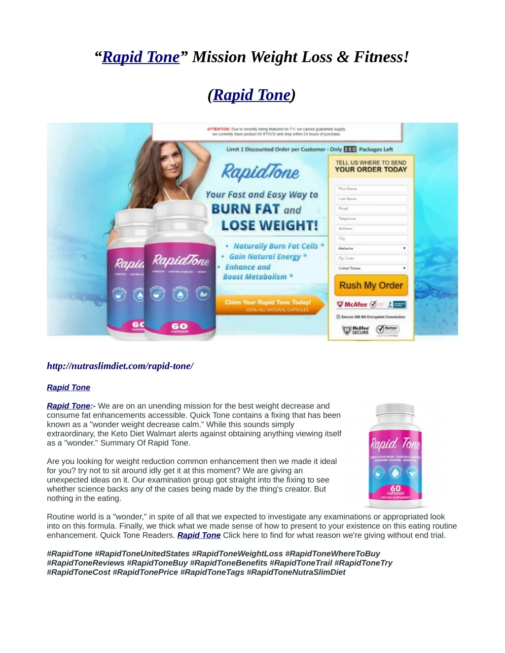 rapid tone mission weight loss fitness