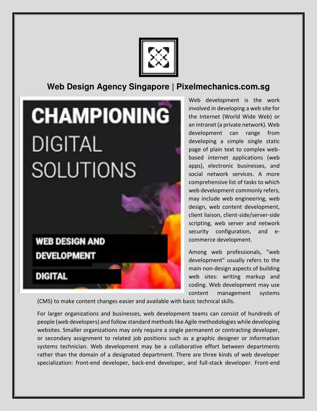 web design agency singapore pixelmechanics com sg