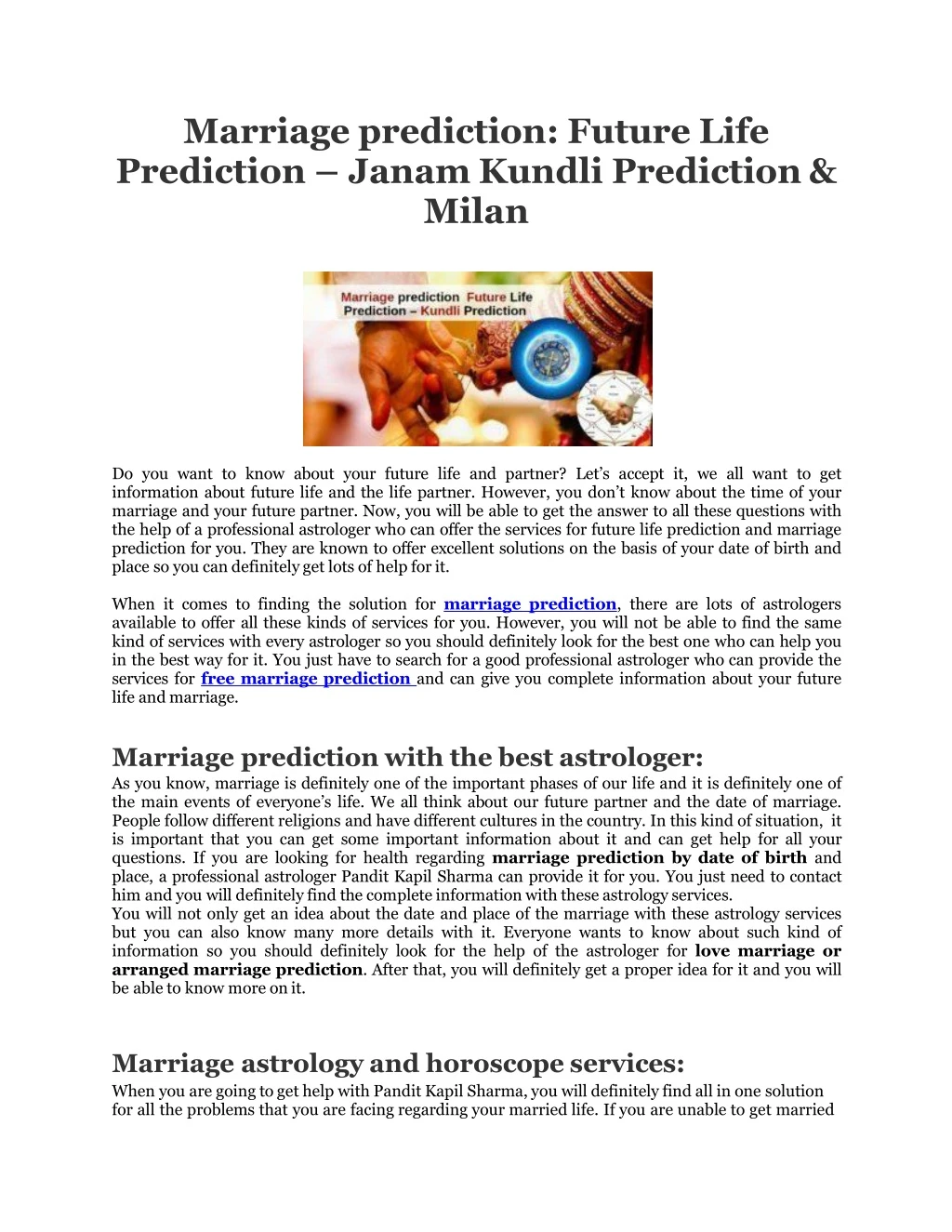 marriage prediction future life prediction janam kundli prediction milan