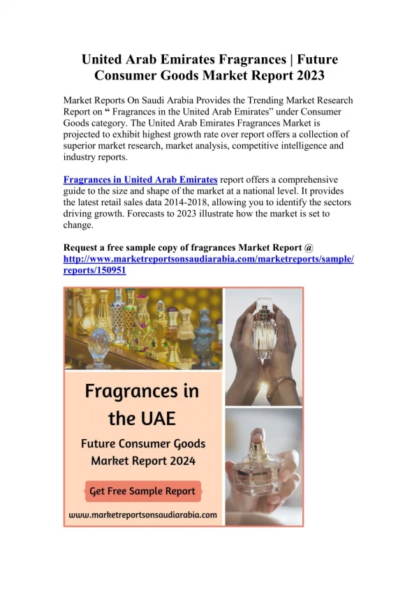 United Arab Emirates Fragrances | Future Consumer Goods Market Report 2023