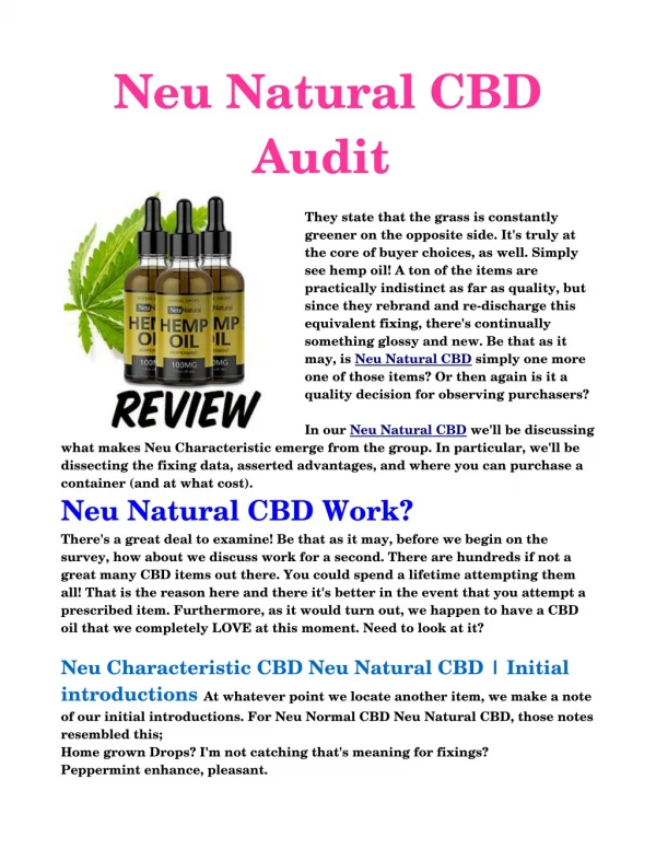 The Ultimate Guide To Neu Natural CBD