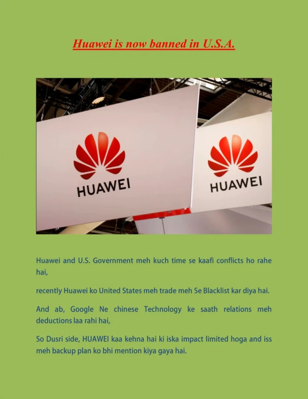 Huawei is now banned in U.S.A.