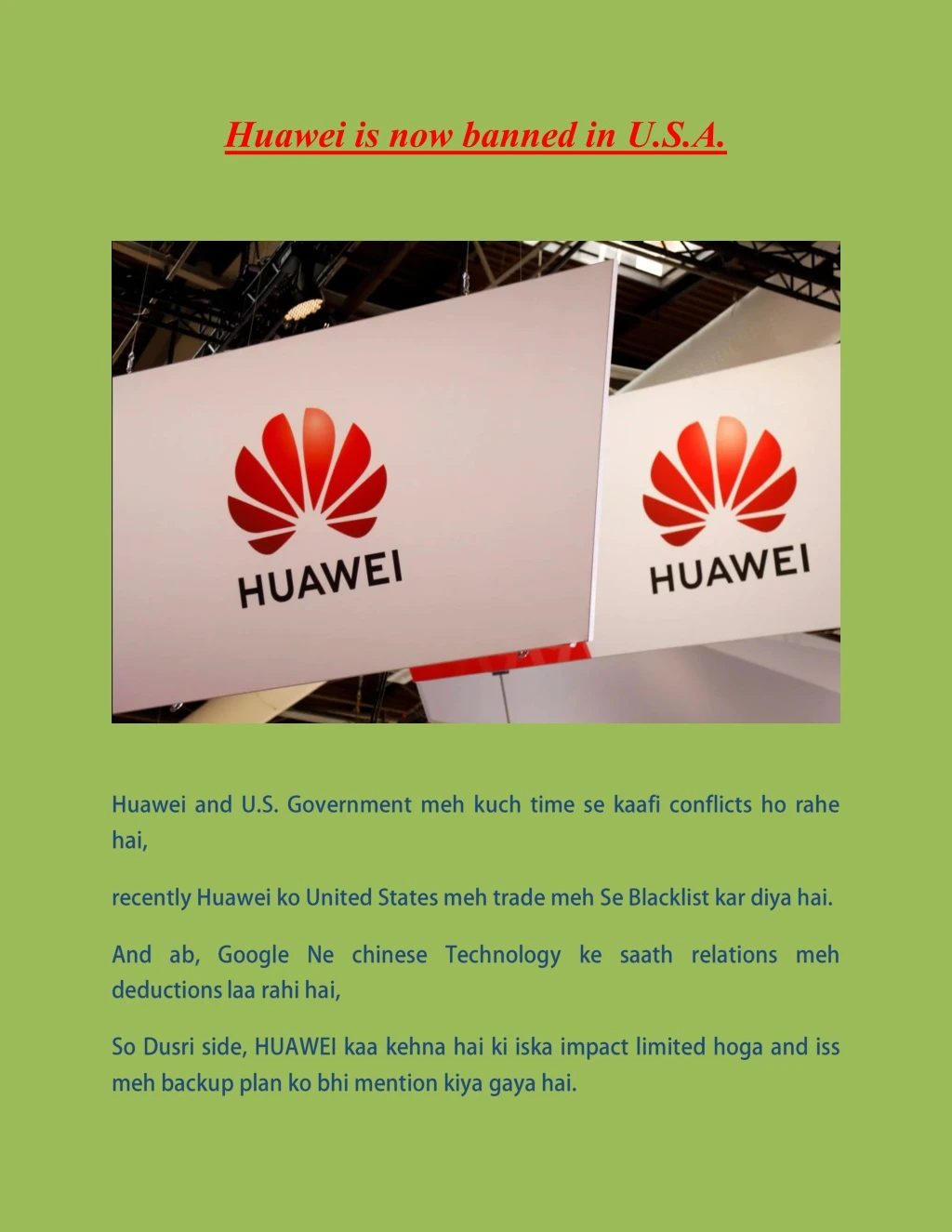 huawei is now banned in u s a