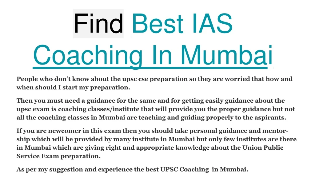 find best ias coaching in mumba i
