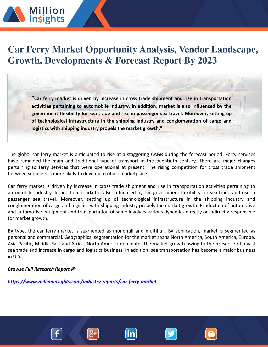 car ferry market opportunity analysis vendor