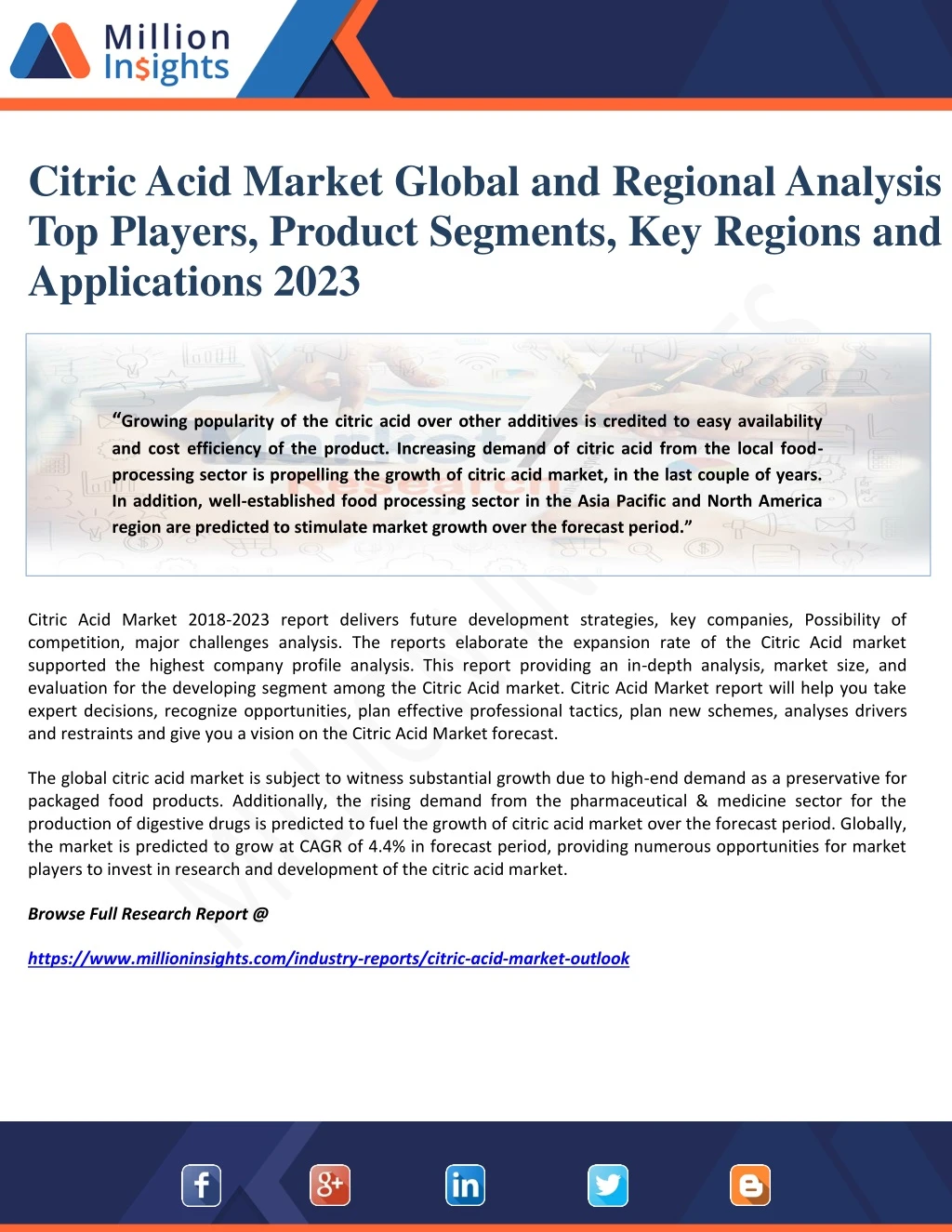 citric acid market global and regional analysis