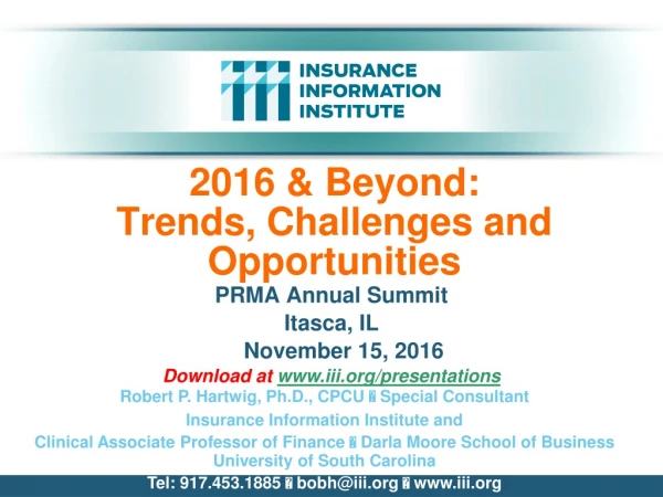 2016 &amp; Beyond: Trends, Challenges and Opportunities