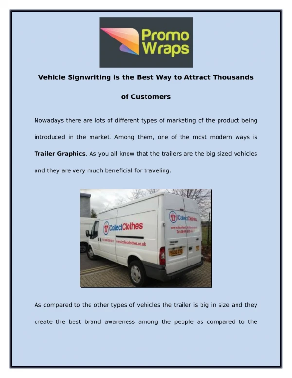 Vehicle Signwriting is the Best Way to Attract Thousands of Customers