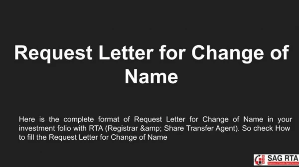 Format of Request Letter for Change of Name