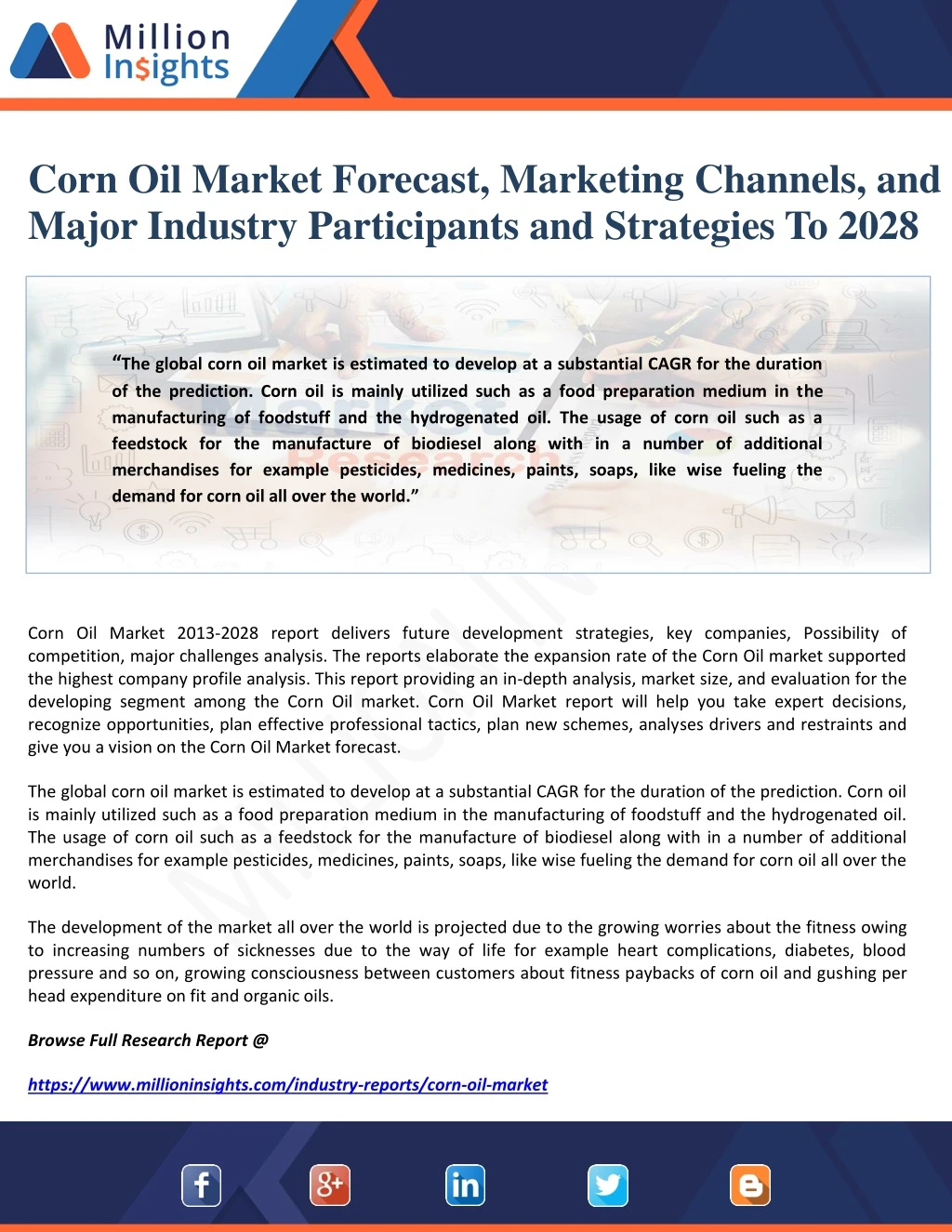 corn oil market forecast marketing channels