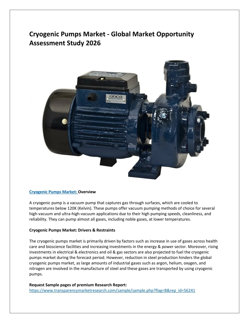 cryogenic pumps market global market opportunity