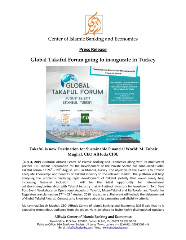 Press Release- Global Takaful Forum 2019
