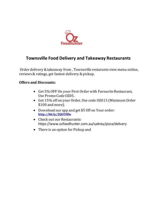 Food Delivery & Takeaway restaurants in Townsville | OzFoodHunter