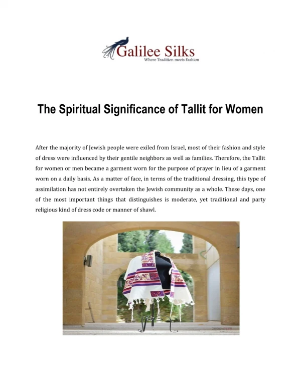 The Spiritual Significance of Tallit for Women