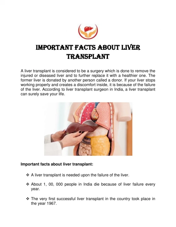 Important Facts About Liver Transplant