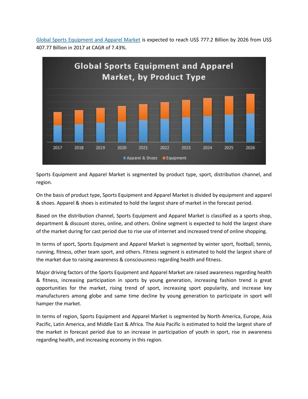 global sports equipment and apparel market