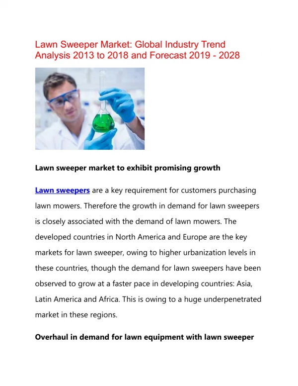 Growing End-use Adoption to Fuel GlobalLawn Sweeper Market research During the Forecast Period 2019-2028