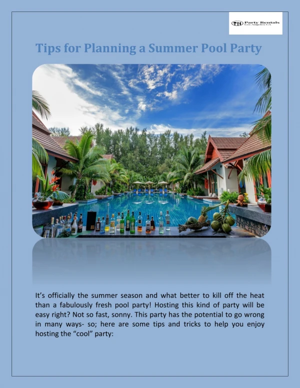 Planning a Summer Pool Party with Best Party Rentals Company