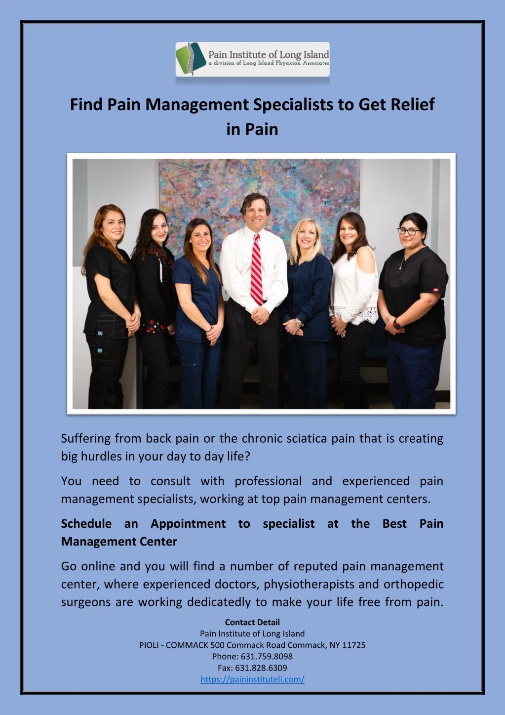 find pain management specialists to get relief