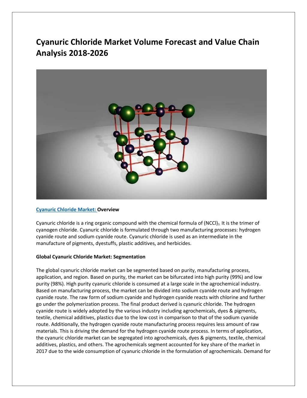 cyanuric chloride market volume forecast