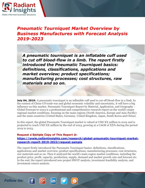 Pneumatic Tourniquet Market Opportunity and Industry Expansion Strategies 2023