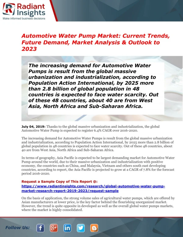 Automotive Water Pump Market: Analysis & Forecast with Upcoming Trends 2023
