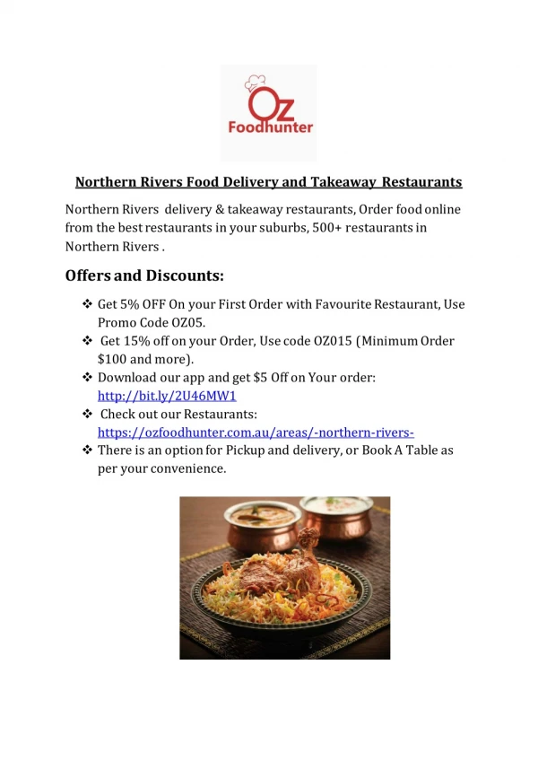 Food Delivery & Takeaway restaurants in Northern Rivers