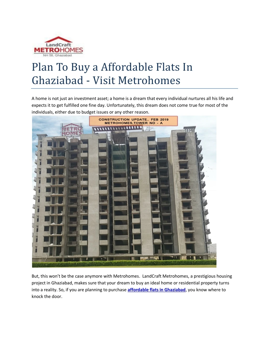plan to buy a affordable flats in ghaziabad visit