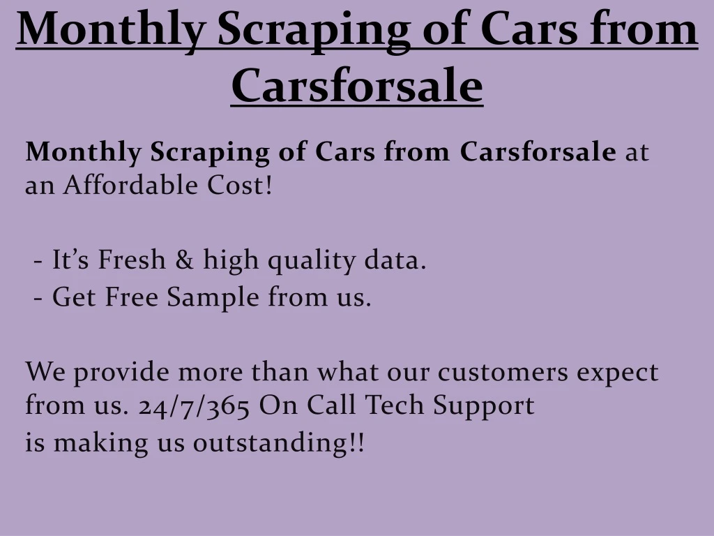 monthly scraping of cars from carsforsale