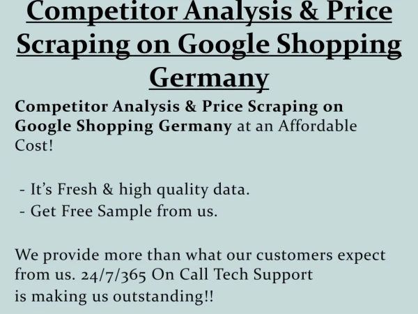 Competitor Analysis & Price Scraping on Google Shopping Germany