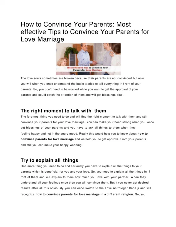 most effective Tips to Convince Your Parents for Love Marriage