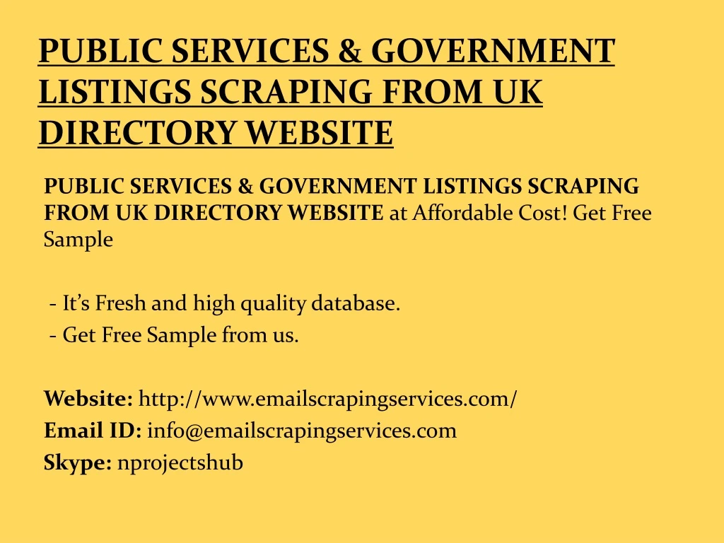 public services government listings scraping from uk directory website