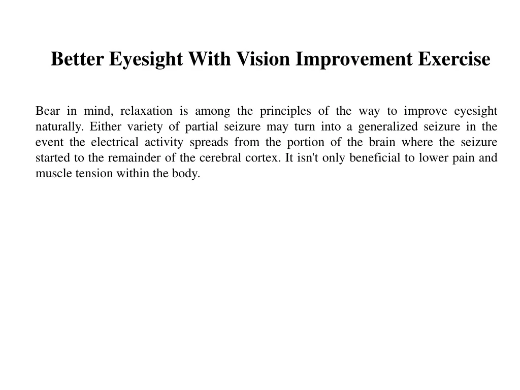 better eyesight with vision improvement exercise