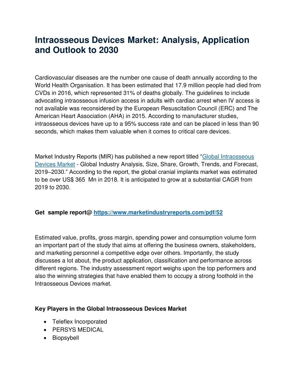 intraosseous devices market analysis application