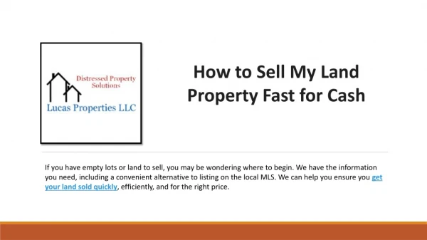 How to Sell My Land Property Fast for Cash