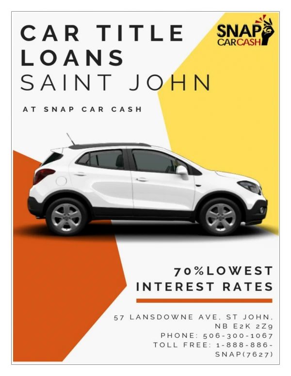 Get Instant Funds with Car Title Loans in Saint John