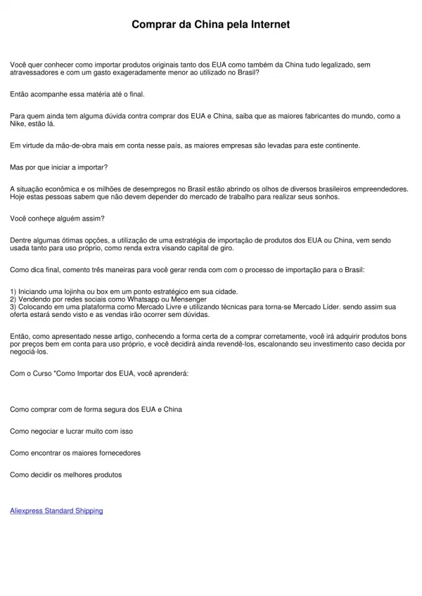 comprar da china pela internet