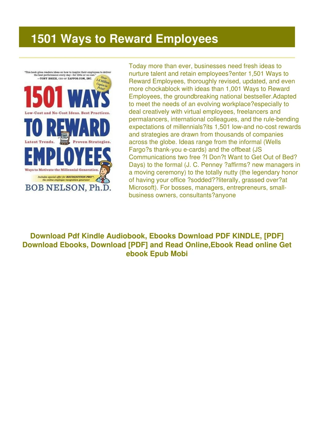 1501 ways to reward employees