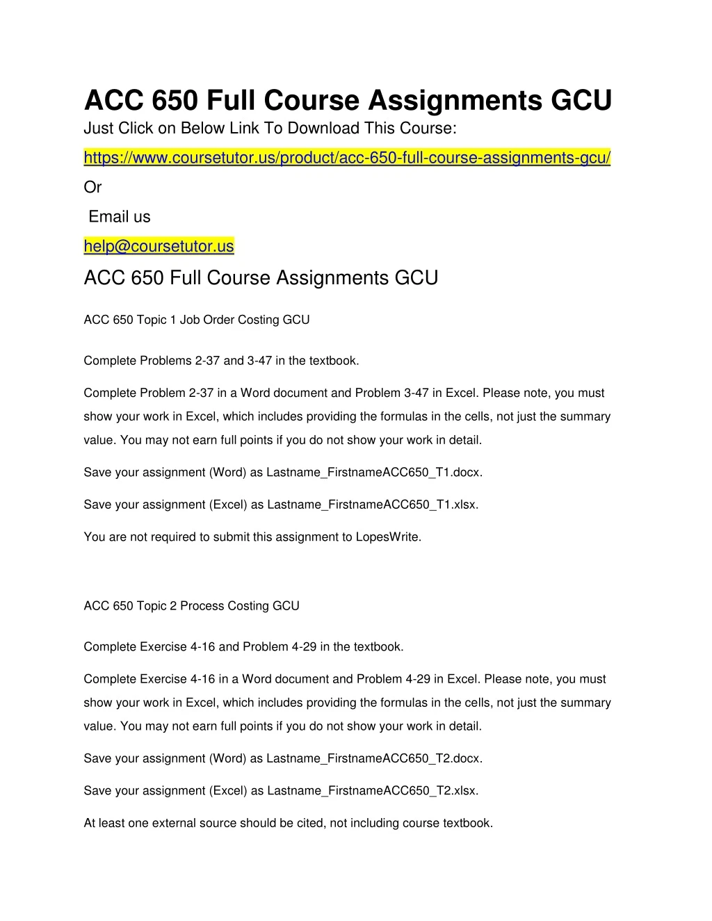 acc 650 full course assignments gcu just click