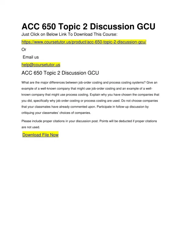 ACC 650 Topic 2 Discussion GCU