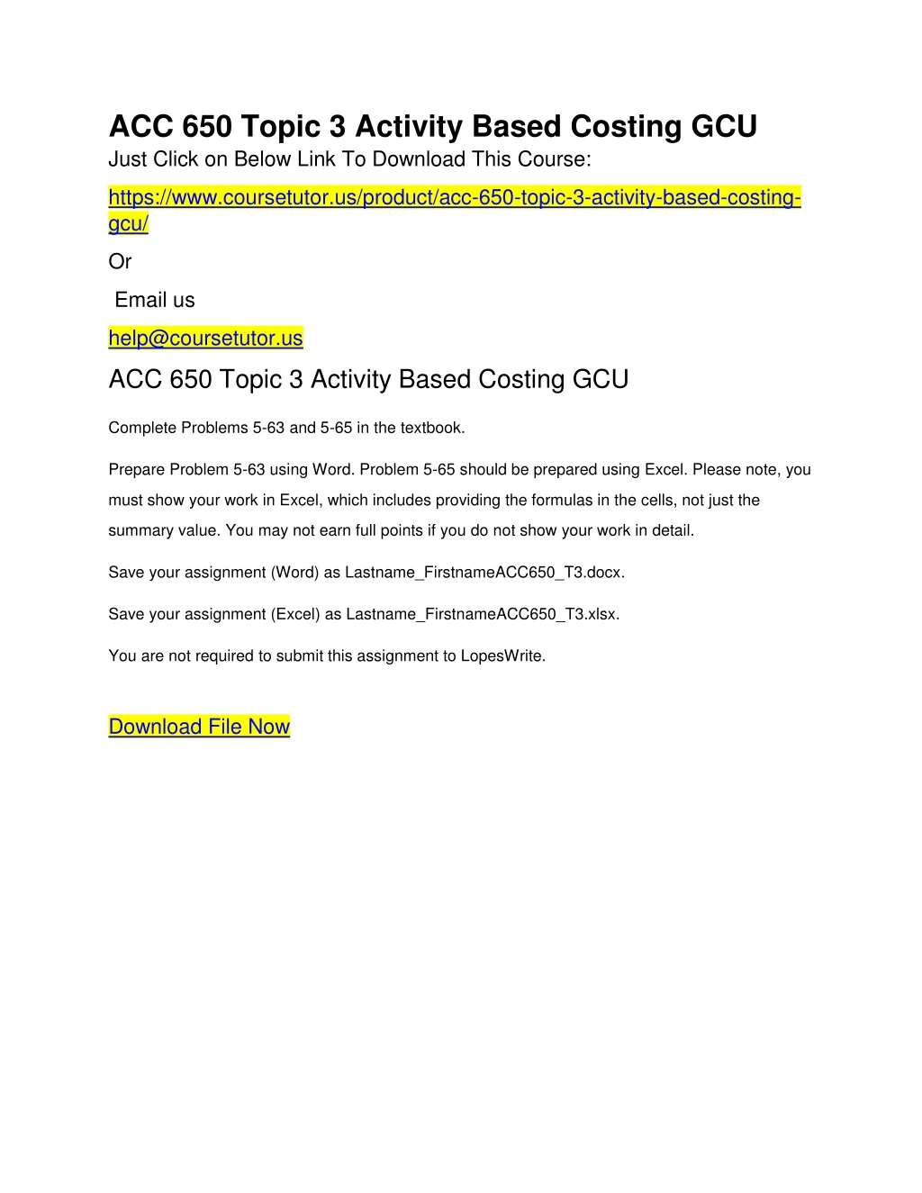 acc 650 topic 3 activity based costing gcu just