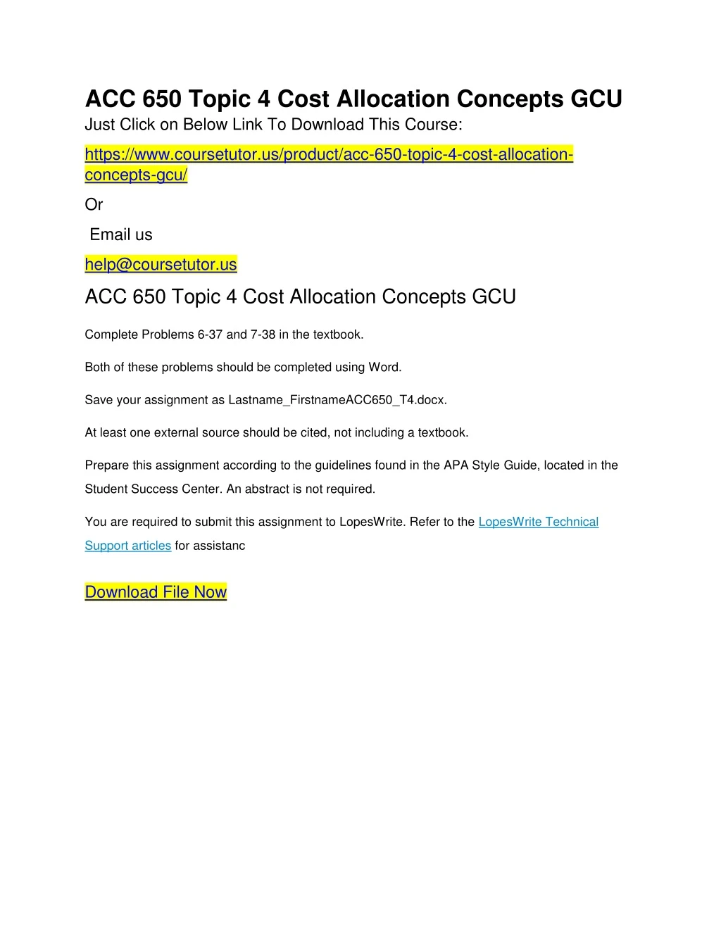 acc 650 topic 4 cost allocation concepts gcu just