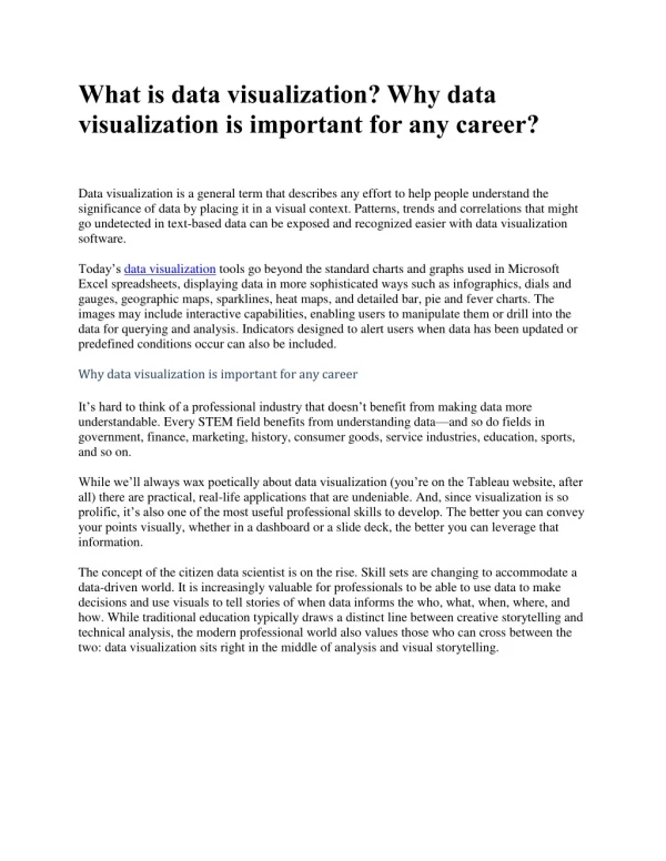 What is data visualization? Why data visualization is important for any career?